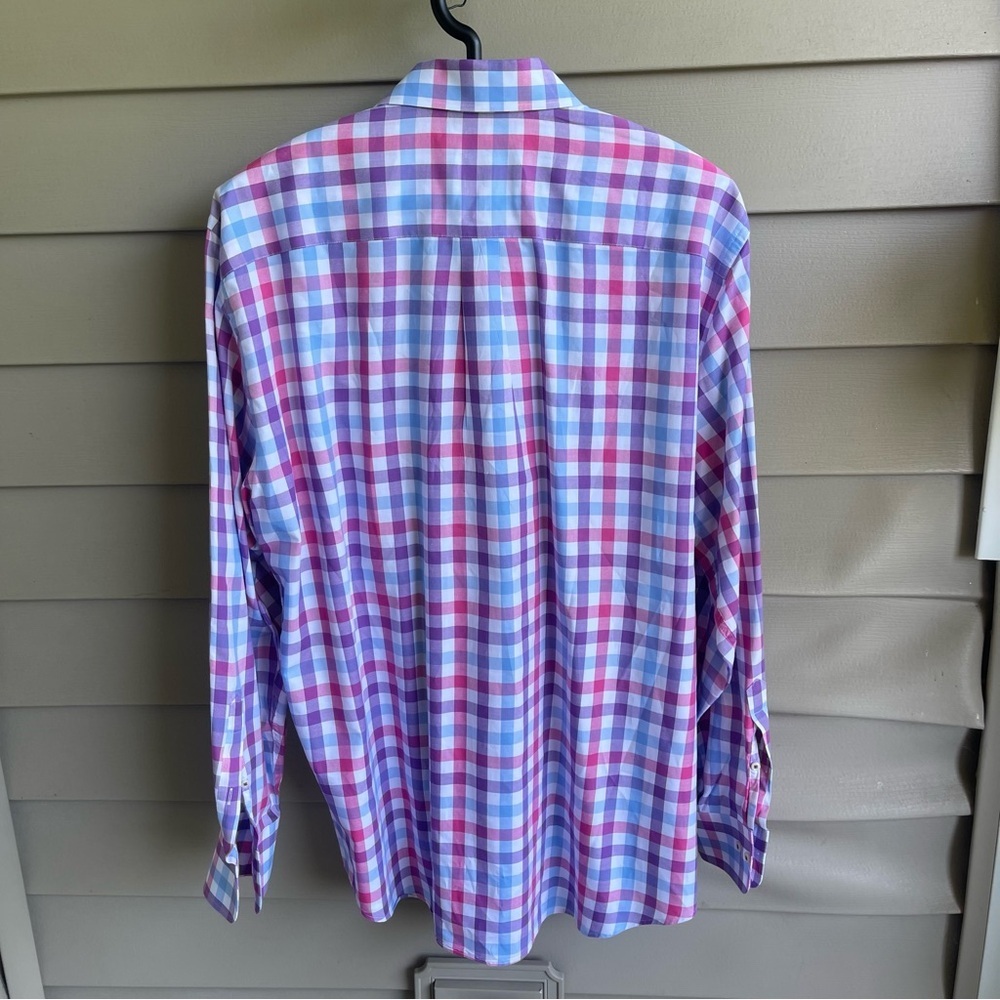 Peter Millar Men’s Long Sleeve Button Front Plaid Shirt Size XL Pink Blue‎ White - Picture 2 of 9